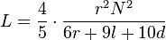 L = \frac{4}{5} \cdot \frac{r^2N^2}{6r + 9l + 10d}